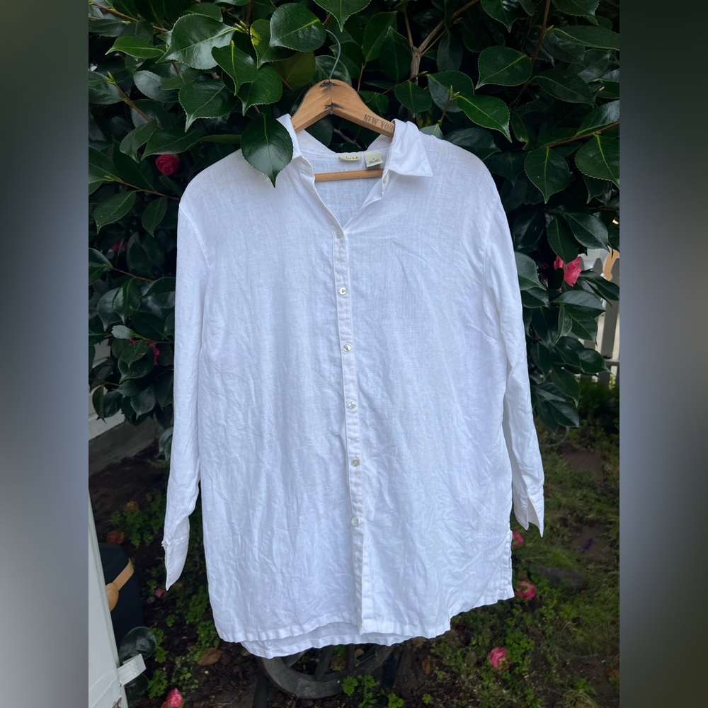 Vintage Linden Hill Linen Button Down (Swim Cover, Summer linen) Top